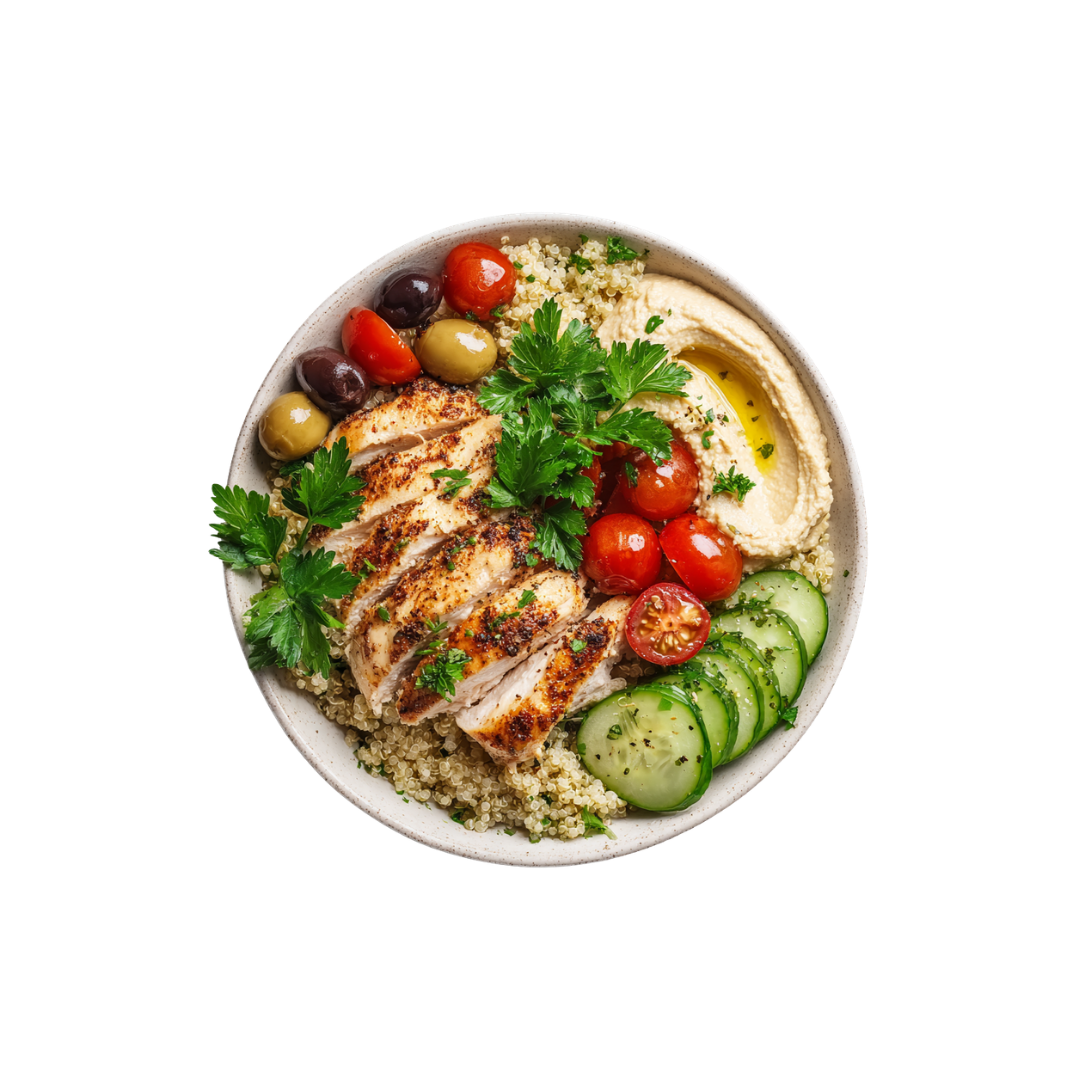 Mediterranean grilled chicken bowl